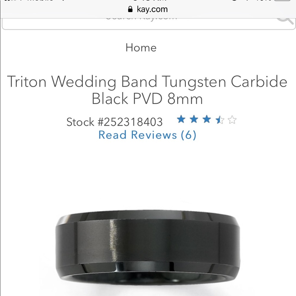 Kay Jewelers Men Tungsten Carbide Black Band